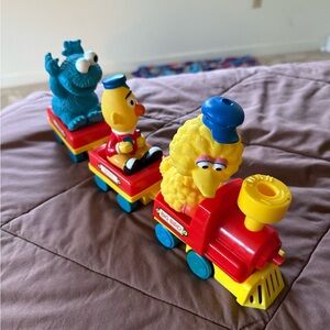 Vintage Sesame Street Colorful Train Set with Big Bird, Bert, and Cookie Monster
